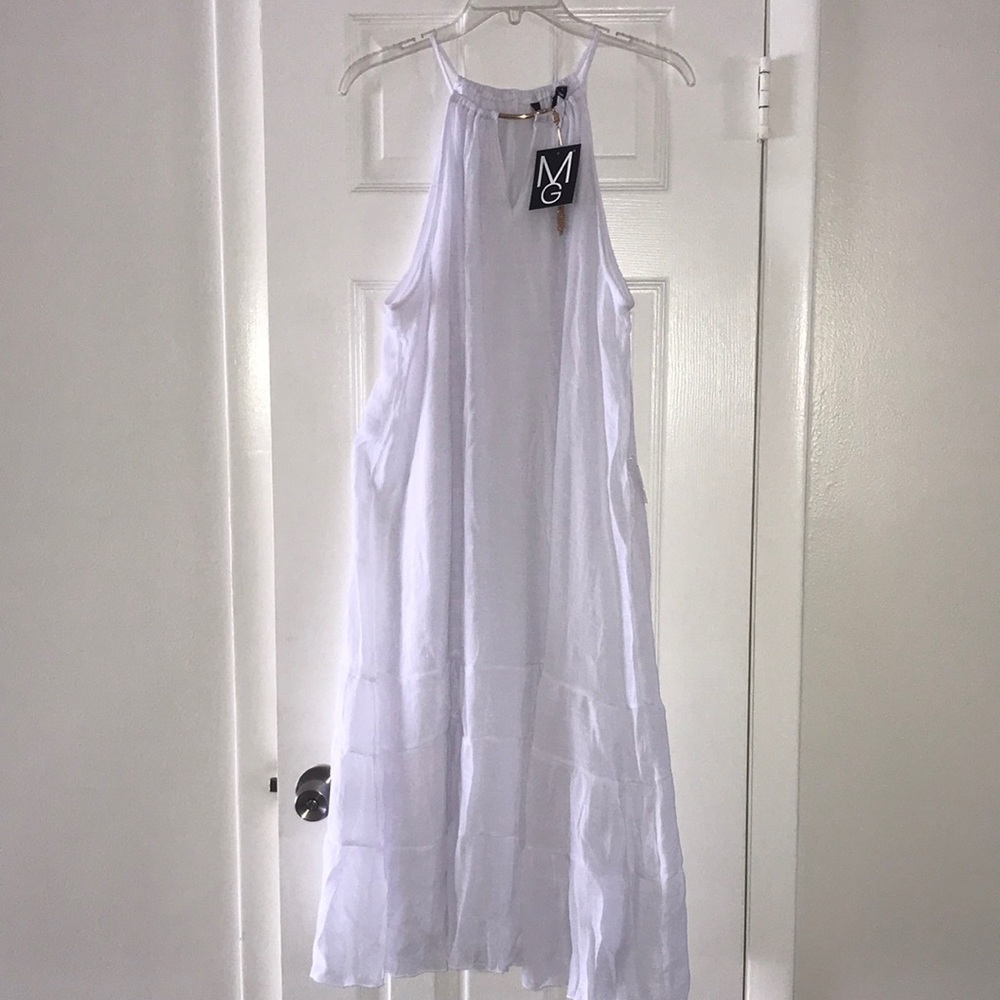 Mlle Gabrielle White Sundress with Gold accessories